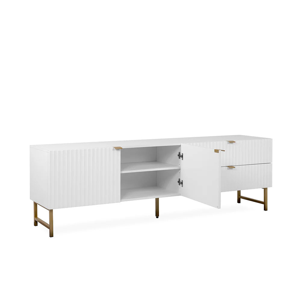 Mesa para tv Dallas - Blanco y Dorado Mate - Tugow