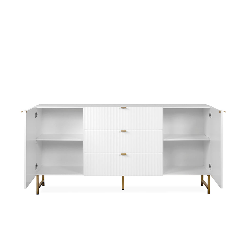 Credenza Dallas - Blanco y Dorado Mate - Tugow
