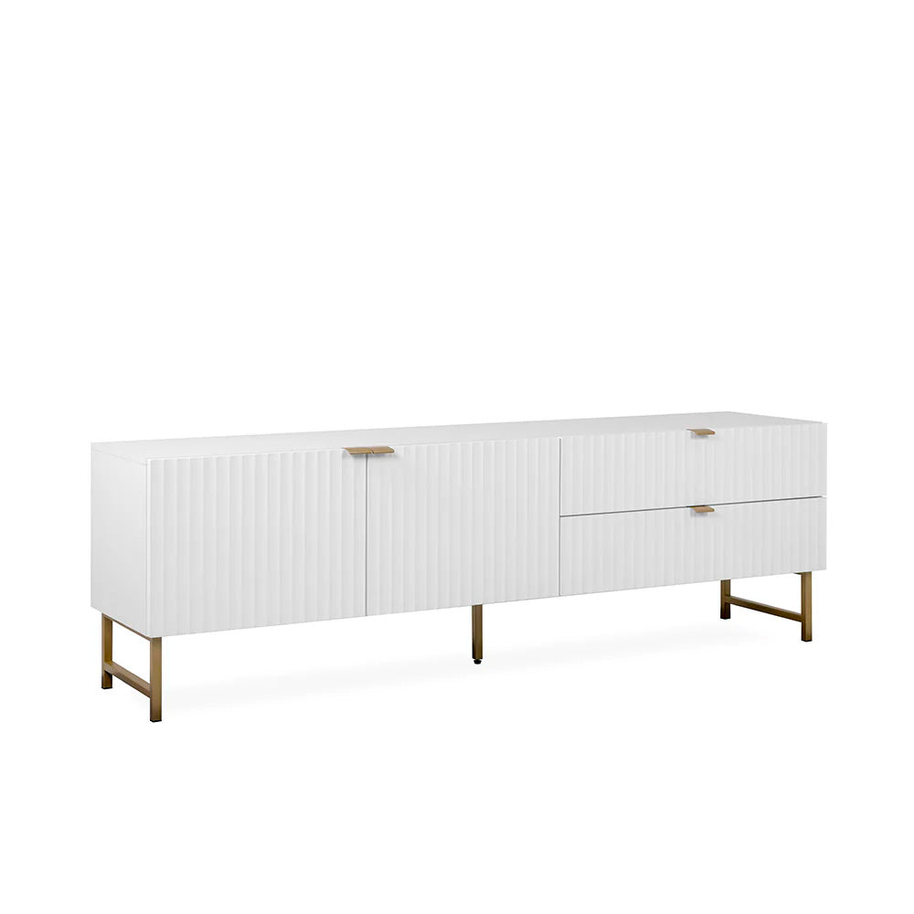 Mesa para tv Dallas - Blanco y Dorado Mate - Tugow