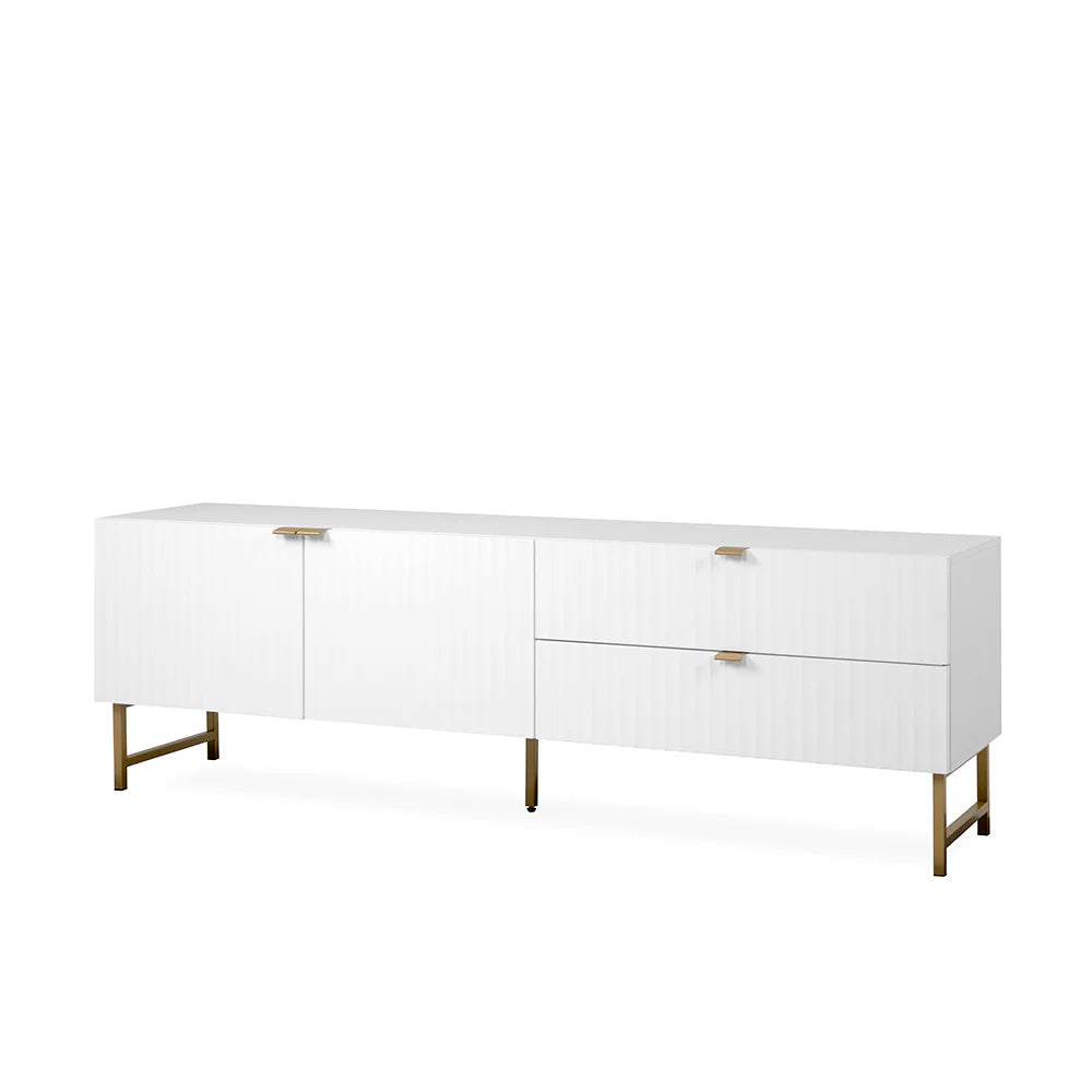 Mesa para tv Dallas - Blanco y Dorado Mate - Tugow