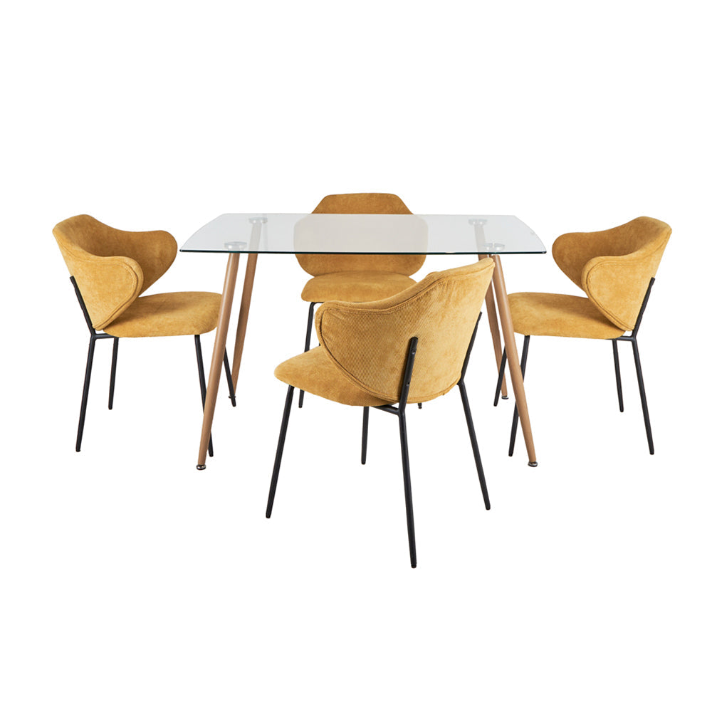 Mesa Dortmund con 4 Sillas Suanna Mostaza - Tugow