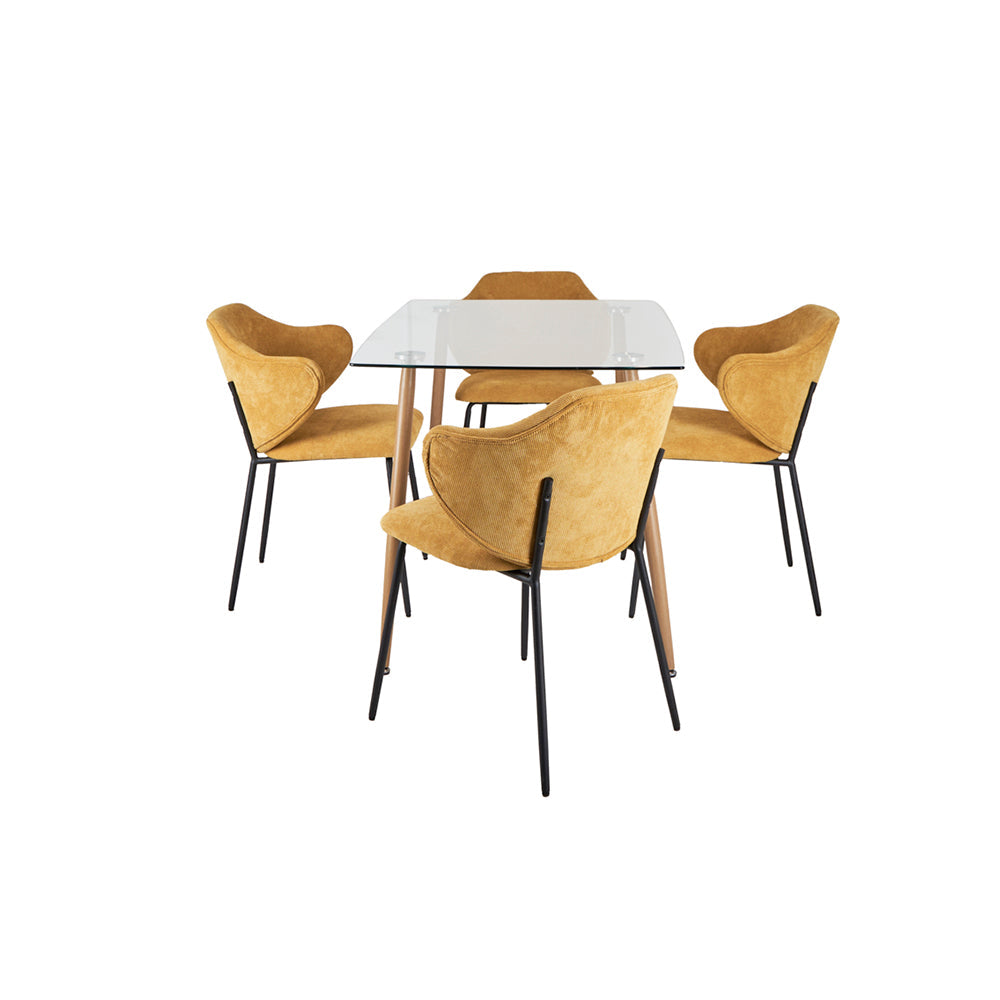 Mesa Dortmund con 4 Sillas Suanna Mostaza - Tugow