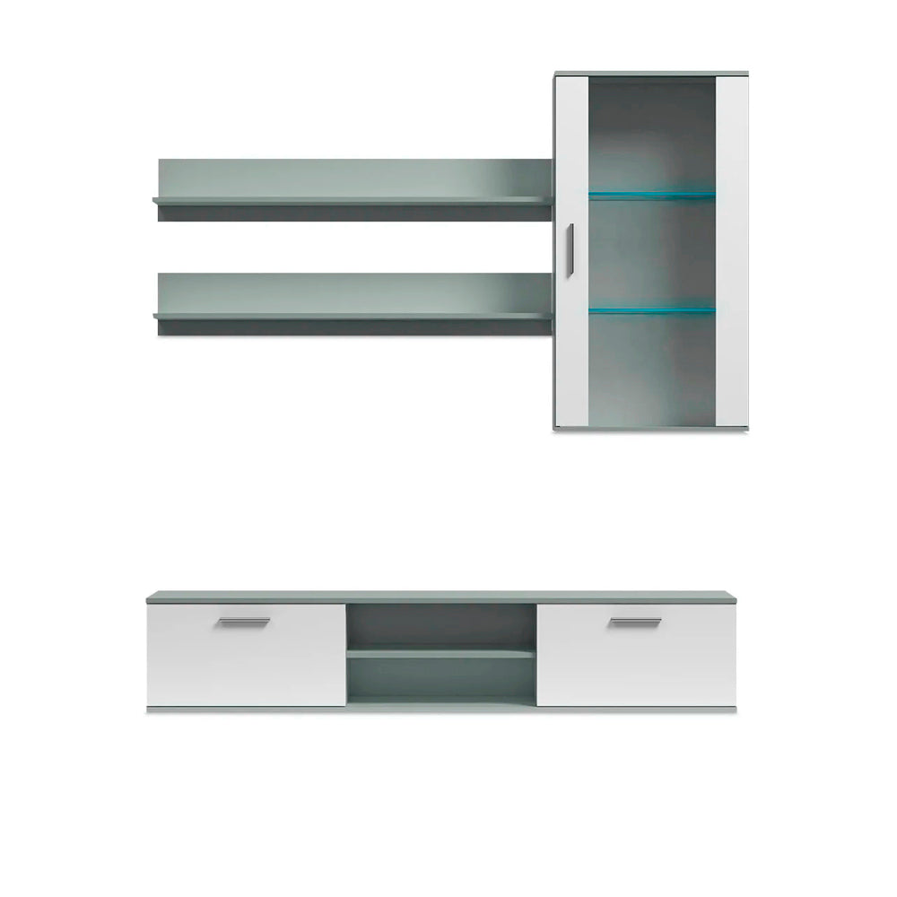 Mueble para tv Dushka - Blanco y Gris Claro - Tugow