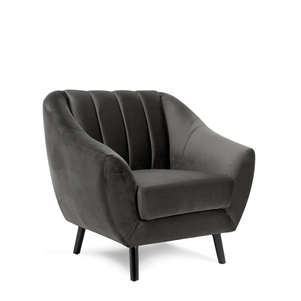 Sillón terciopelo Enzo - Gris Oscuro - Tugow