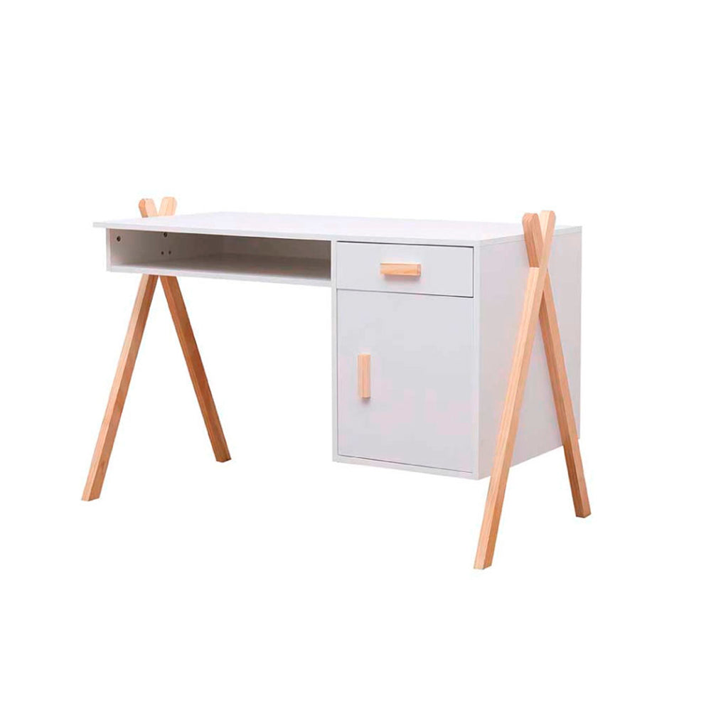 Escritorio infantil Estocolmo - Blanco y Madera - Tugow