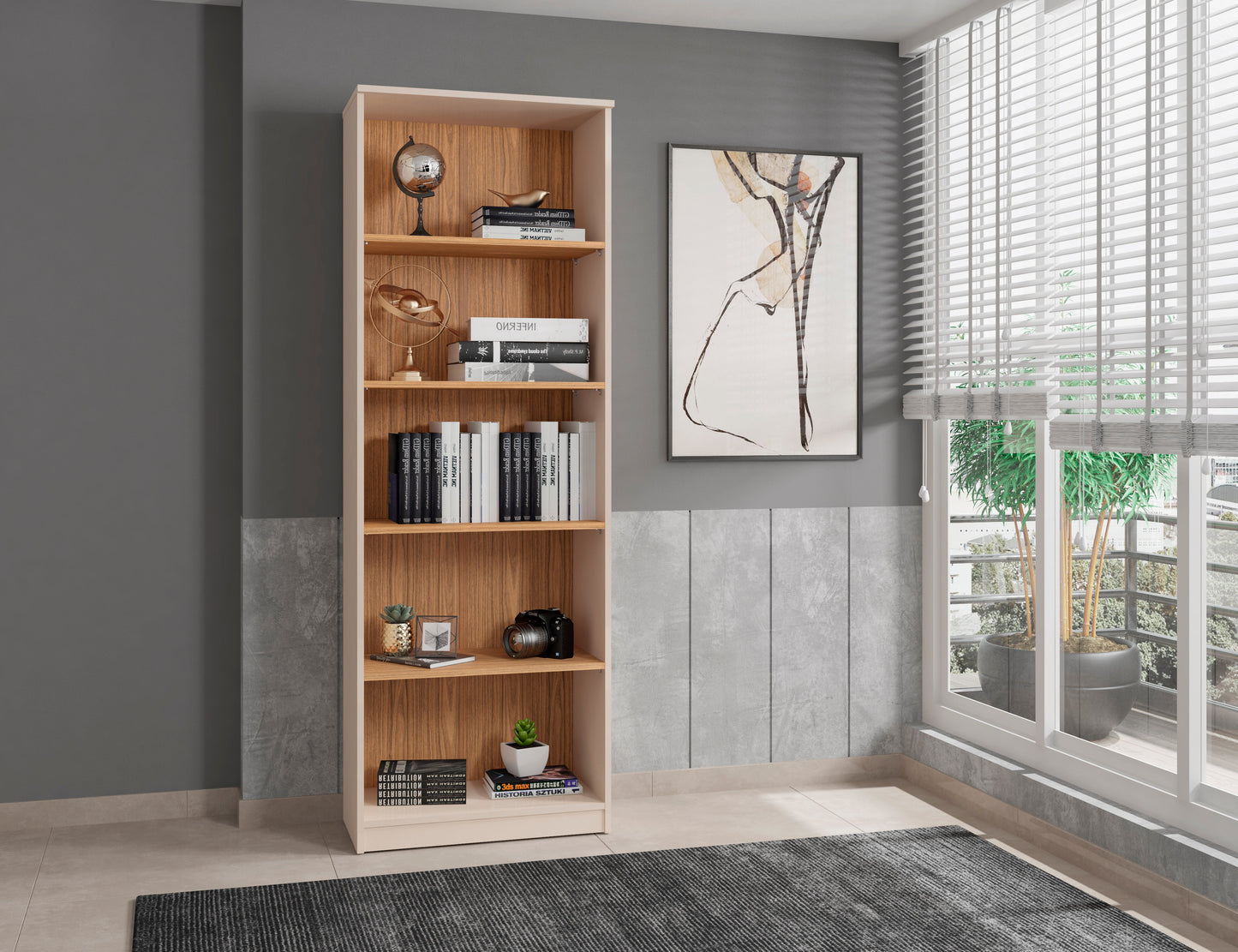 Librero Xoco - Beige y Roble - Tugow