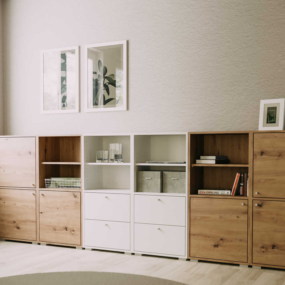Aparador modular de repisa y cajón Flex - Blanco - Tugow