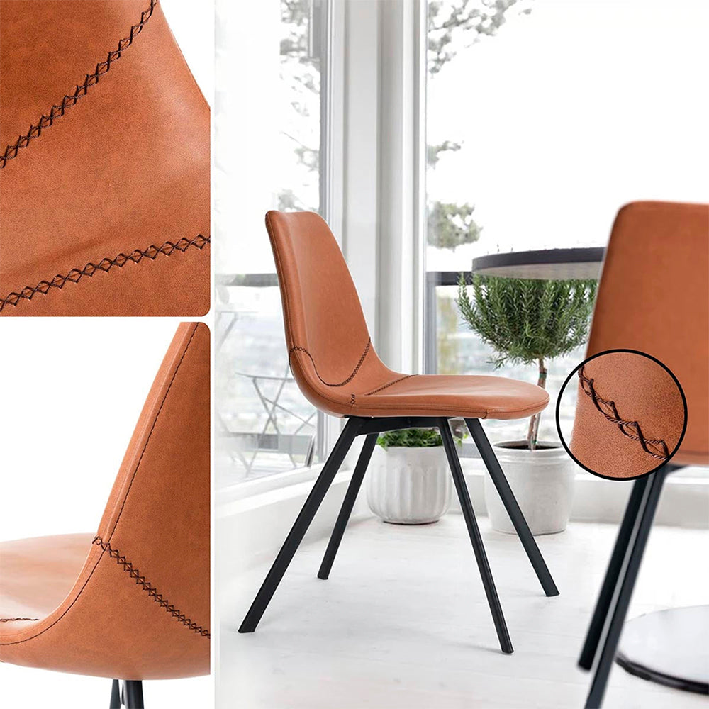 Silla de piel sintética Gabani - Café - Tugow