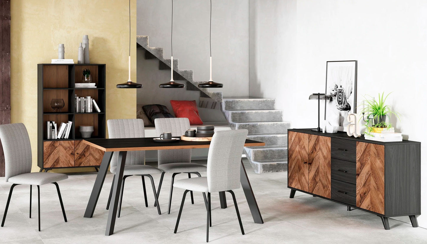 Credenza Gilma - Color Madera y Negro - Tu Gow