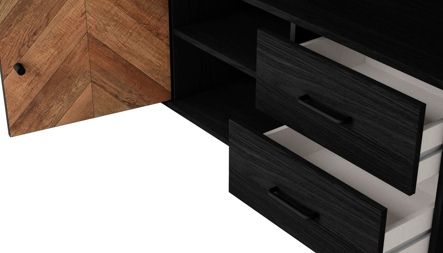 Credenza Gilma - Color Madera y Negro - Tu Gow