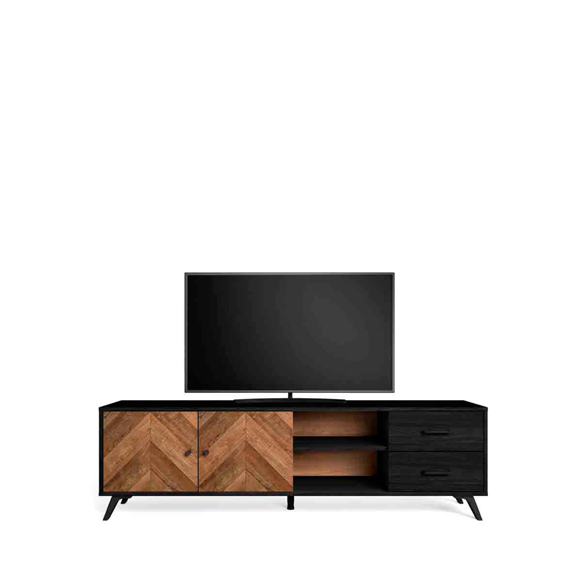 Mueble para tv Gilma - Color Madera y Negro - Tu Gow