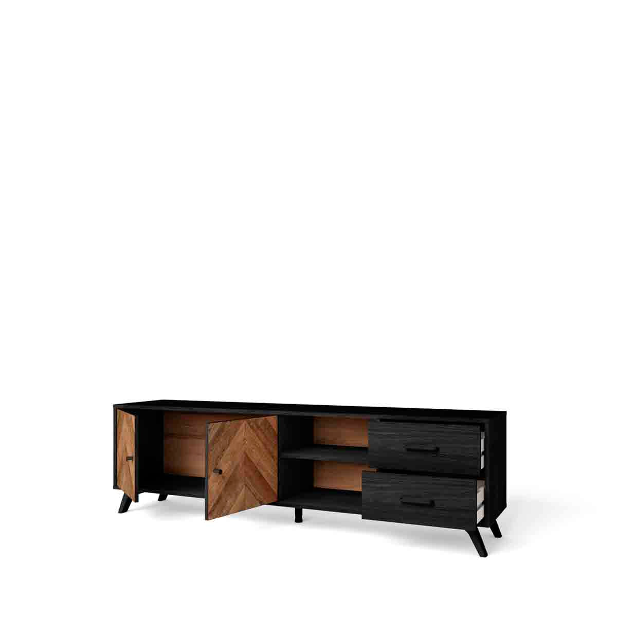 Mueble para tv Gilma - Color Madera y Negro - Tu Gow