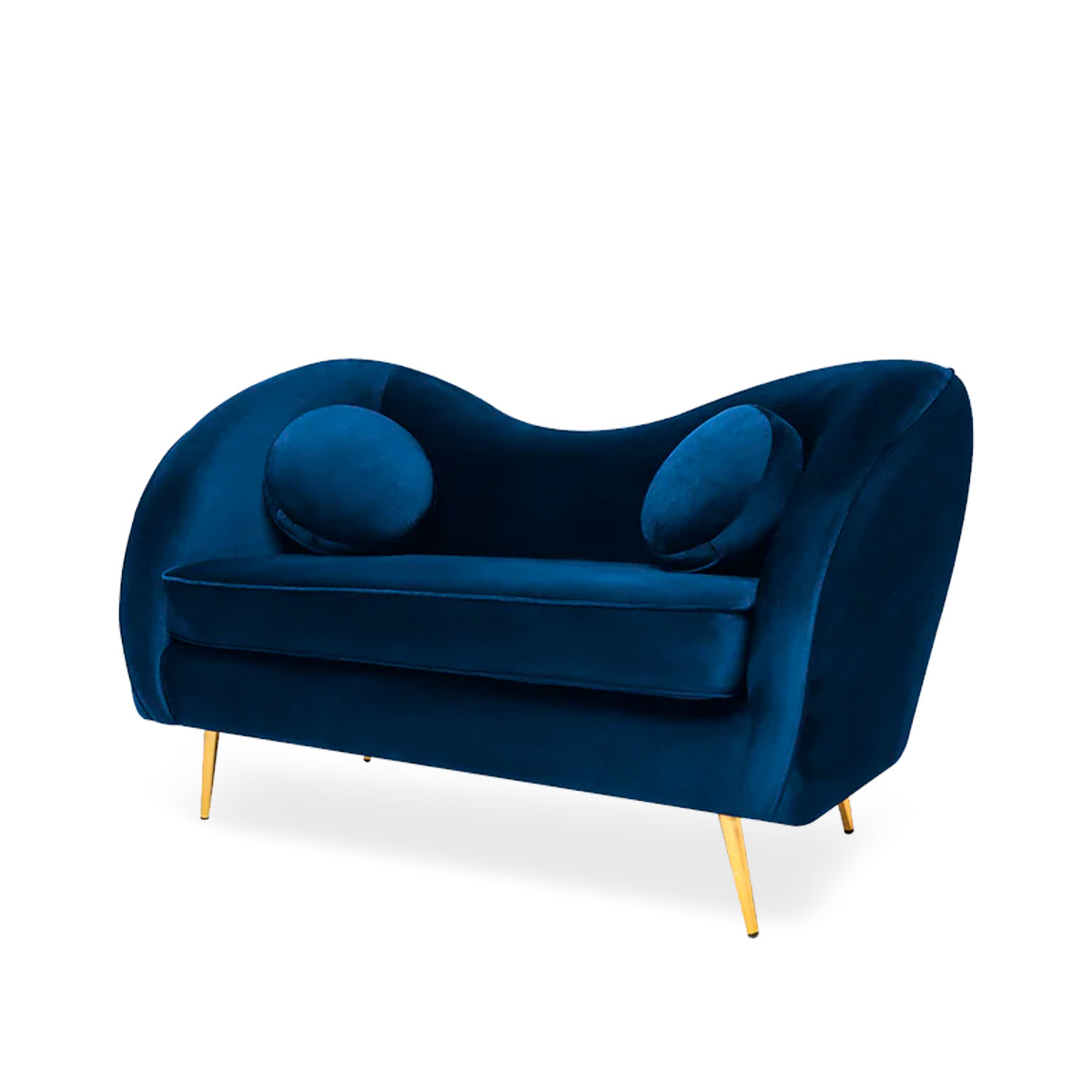 Sofá de 2 plazas terciopelo Giulia - Azul - Tugow