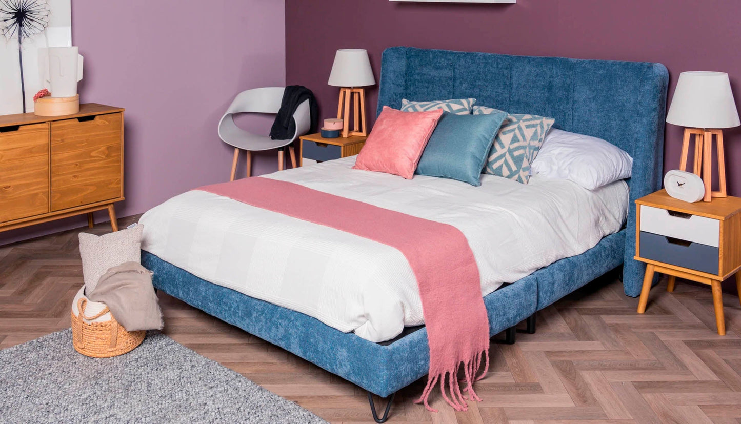 Cama queen Hampton - Azul - Tu Gow
