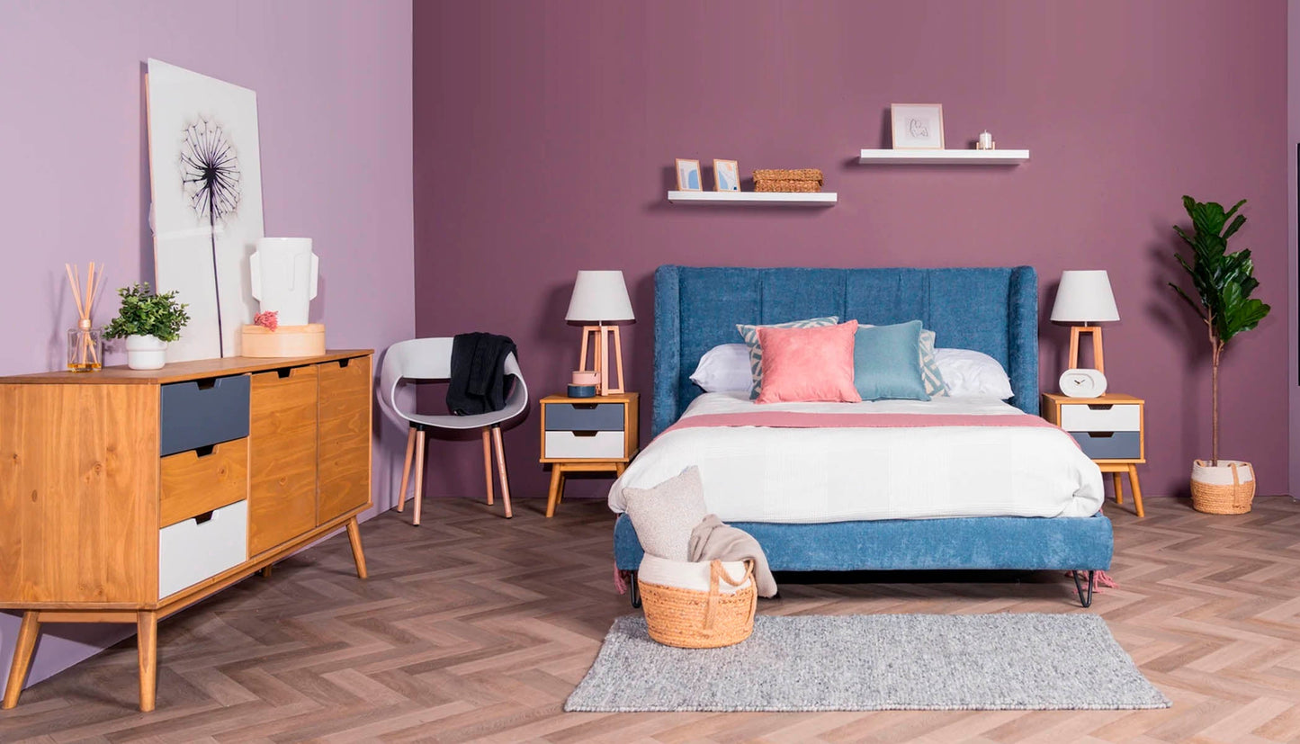 Cama queen Hampton - Azul - Tu Gow