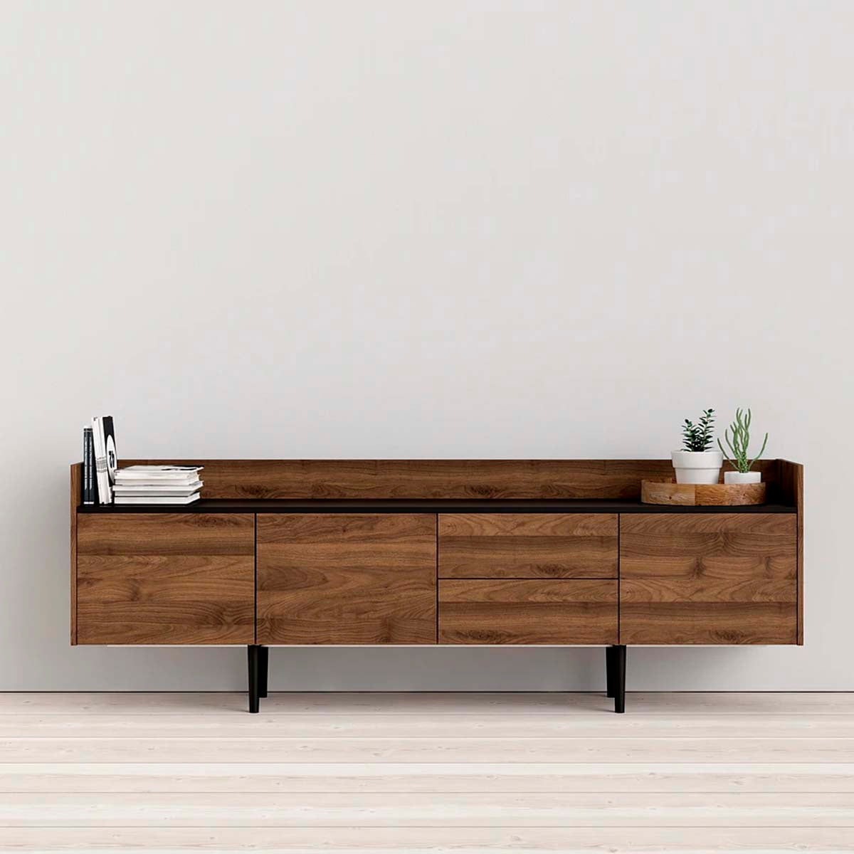 Credenza Indiana - Color Nogal y Negro - Tu Gow