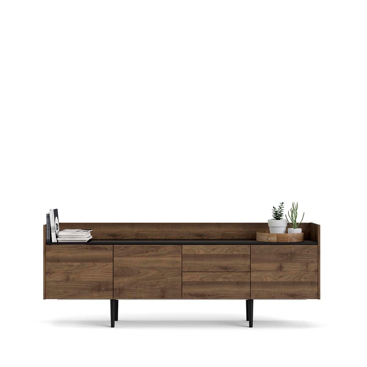 Credenza Indiana - Color Nogal y Negro - Tu Gow
