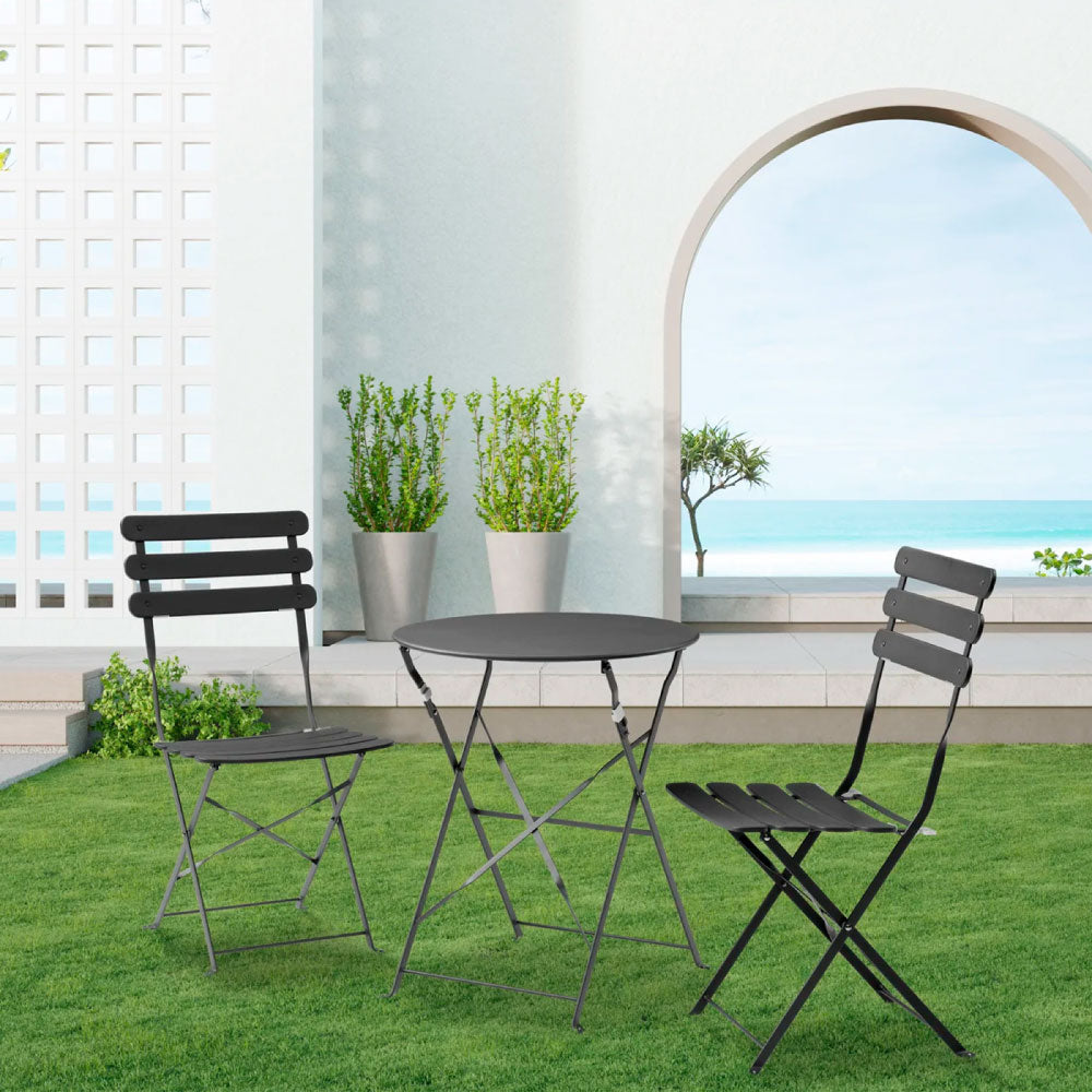 Juego de mesa con 2 sillas para exterior Paris - Negro - Tugow