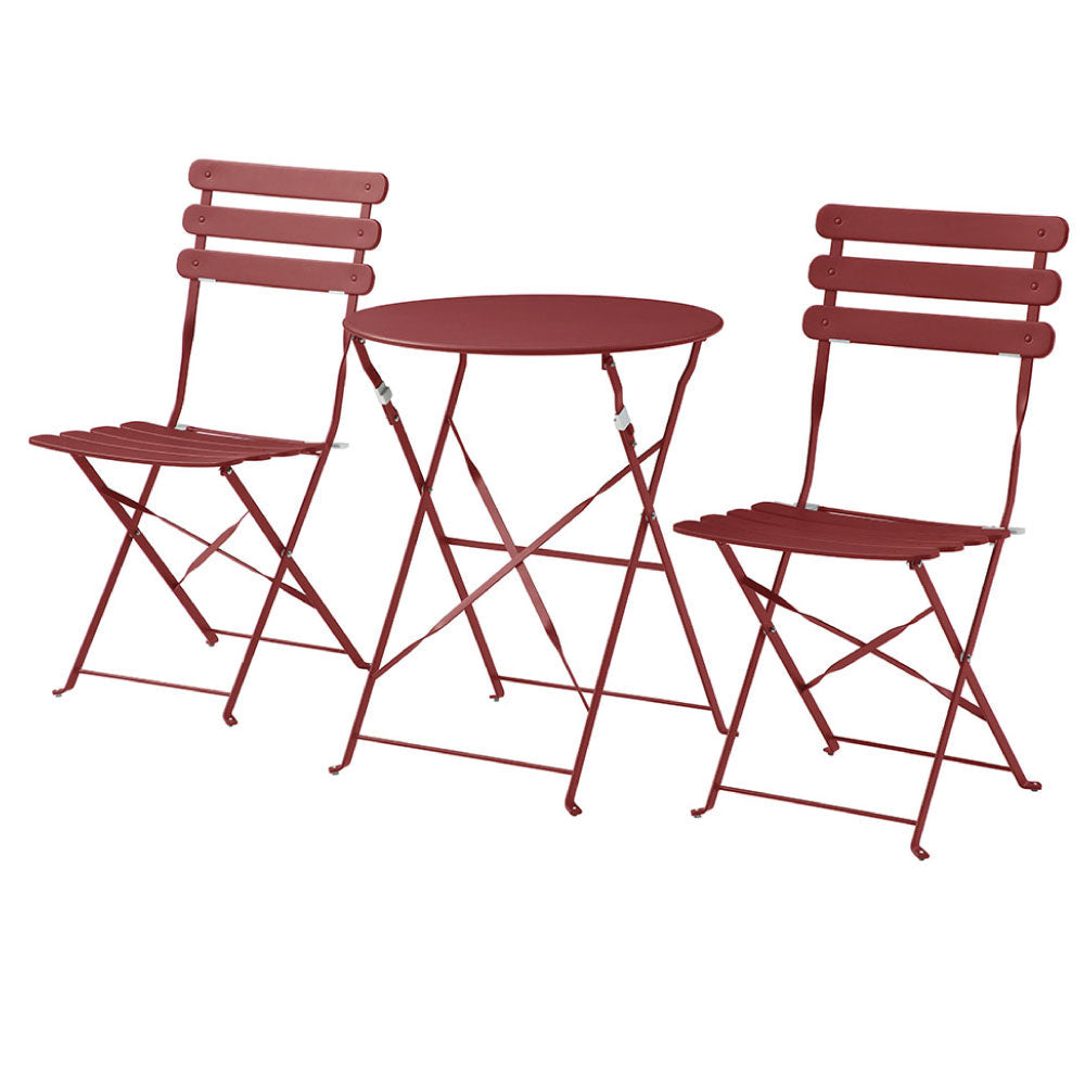 Juego de mesa con 2 sillas para exterior Paris - Rojo - Tugow