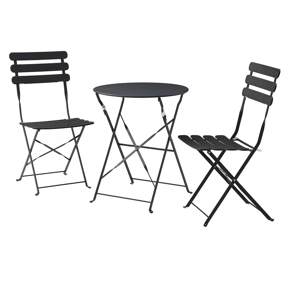 Juego de mesa con 2 sillas para exterior Paris - Negro - Tugow