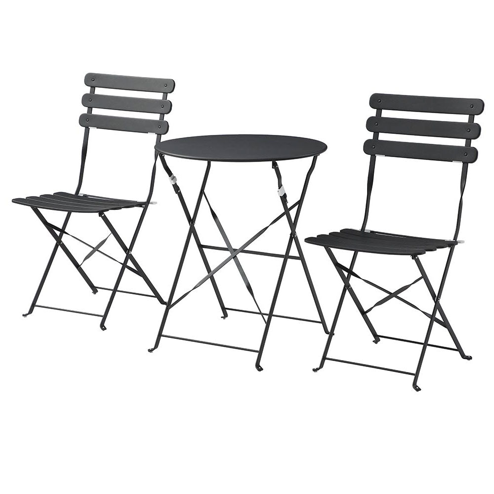 Juego de mesa con 2 sillas para exterior Paris - Negro - Tugow