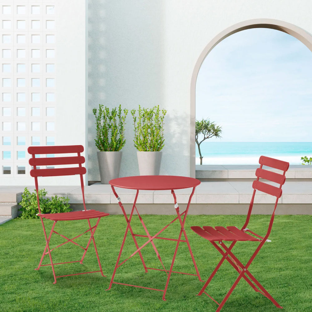 Juego de mesa con 2 sillas para exterior Paris - Rojo - Tugow