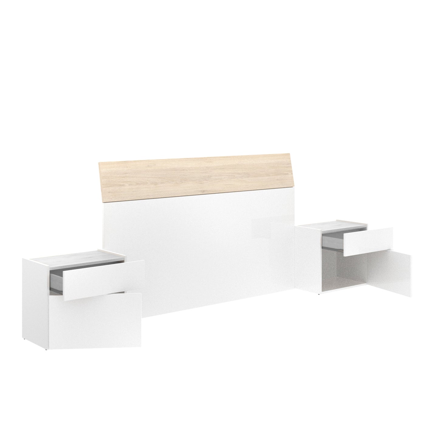 Cabecera con 2 burós Angelo - Color Madera y Blanco - Tugow