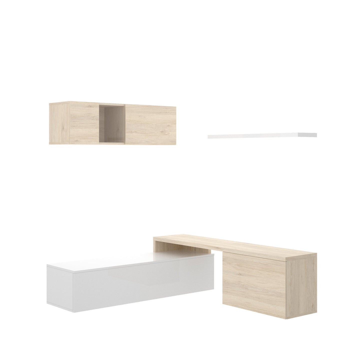 Mueble para tv Kely - Color Madera y Blanco Brillante - Tu Gow