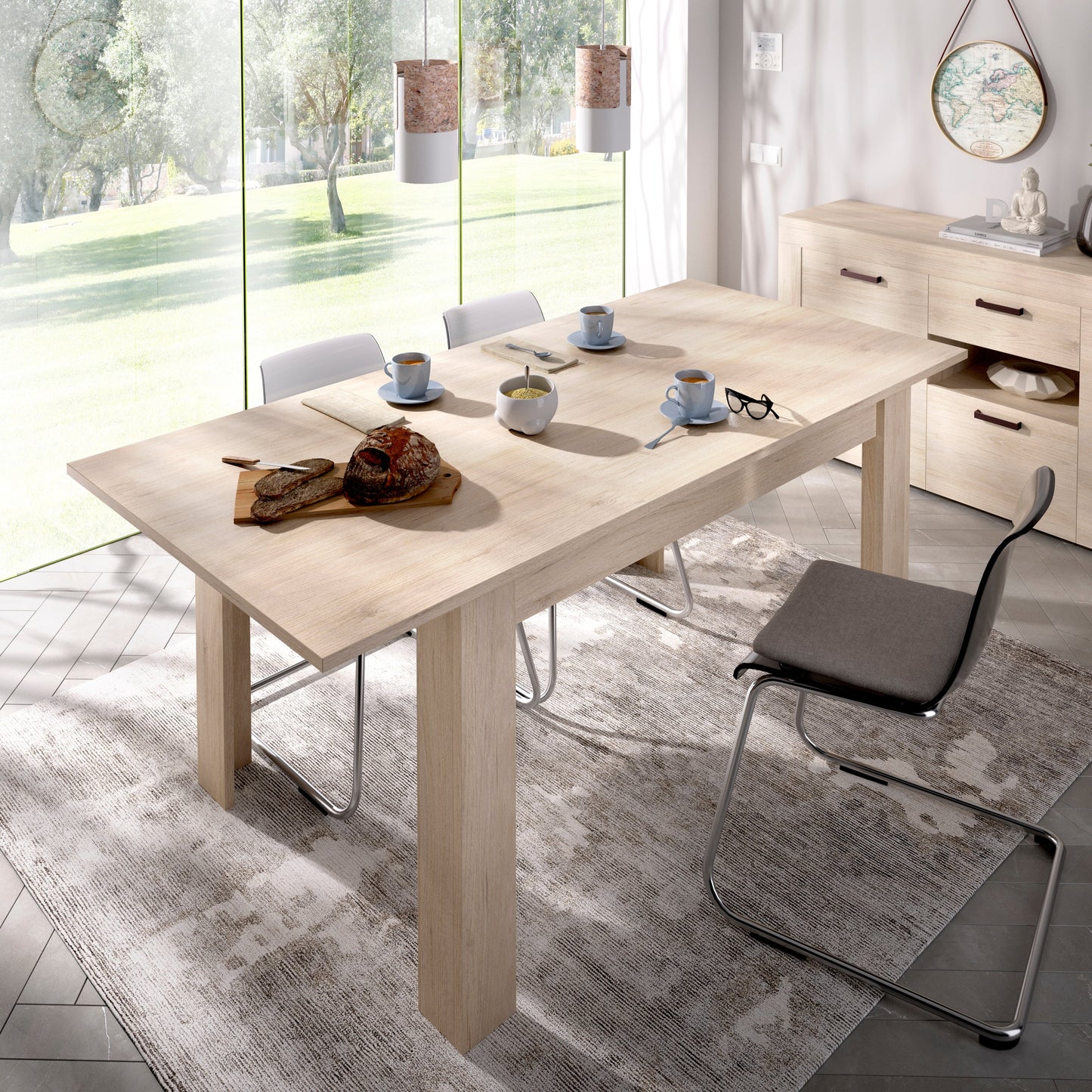 Mesa de comedor extensible Santos - Color Madera - Tu Gow