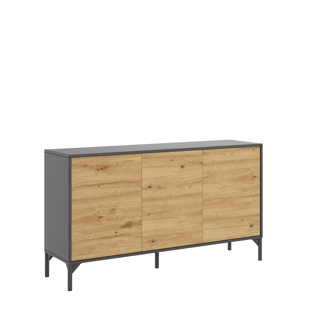 Credenza 3 puertas Lak- Color madera y Gris - Tugow