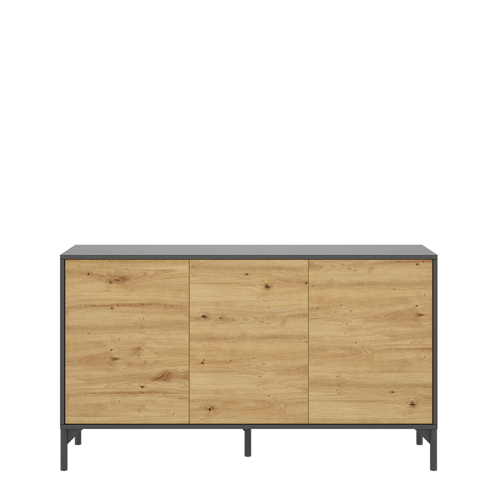 Credenza 3 puertas Lak- Color madera y Gris - Tugow