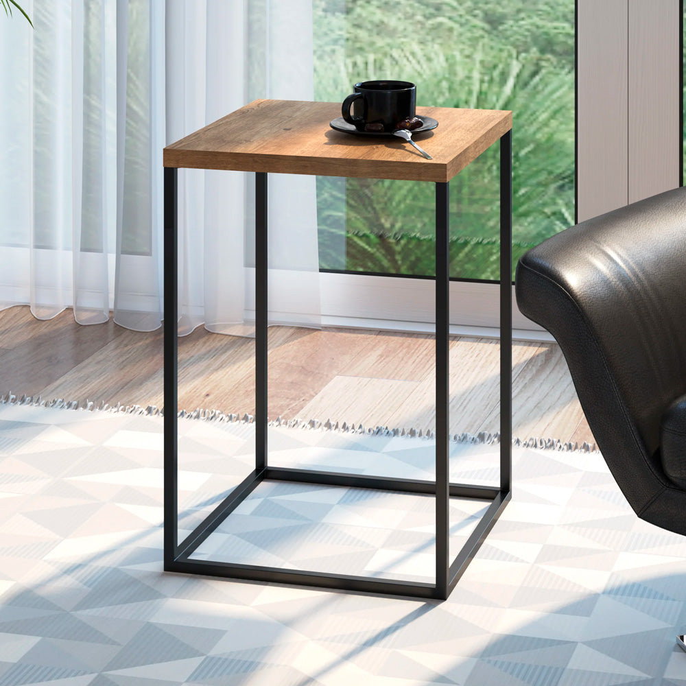 Mesa lateral Kari - Negro y Color Madera - Tugow