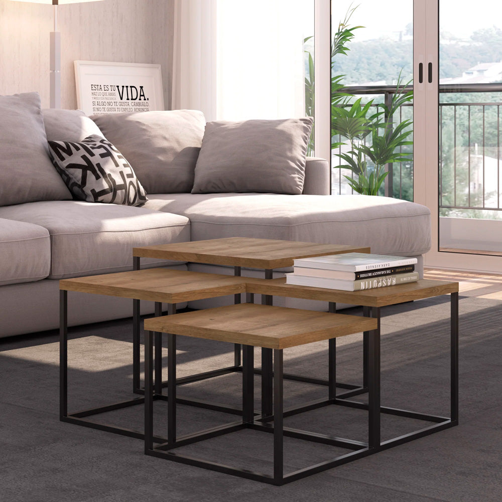 Mesa lateral Kari - Negro y Color Madera - Tugow