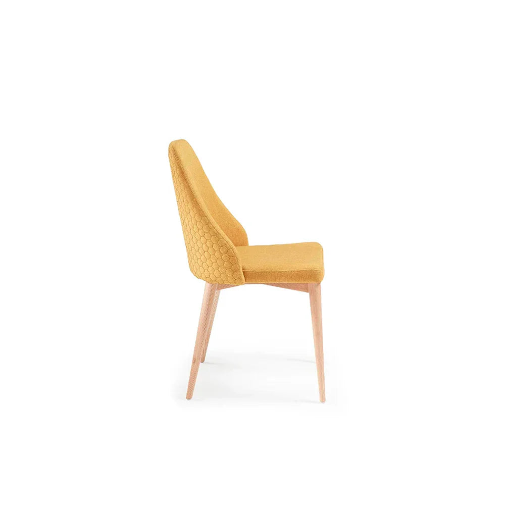 Mesa de comedor Yorda con 4 sillas Ksual - Madera y Mostaza