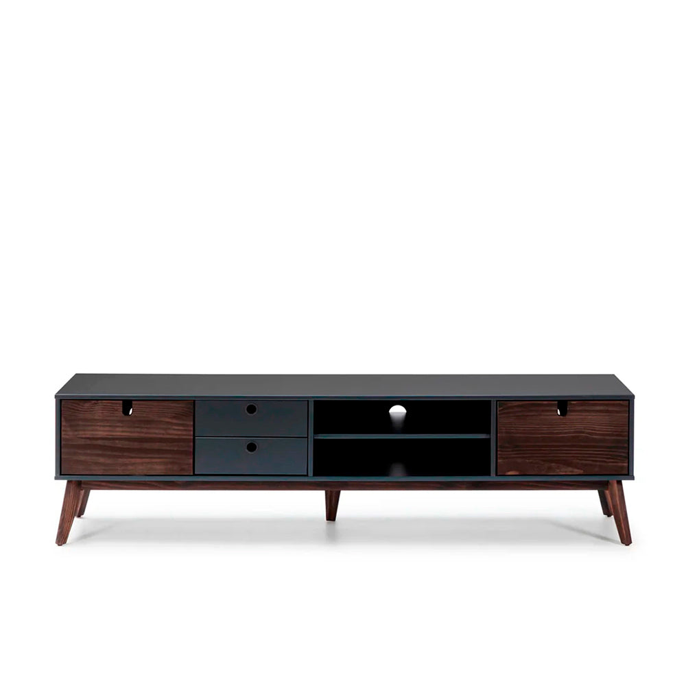Mueble para tv Legara - Color Nogal y Gris Oscuro - Tugow