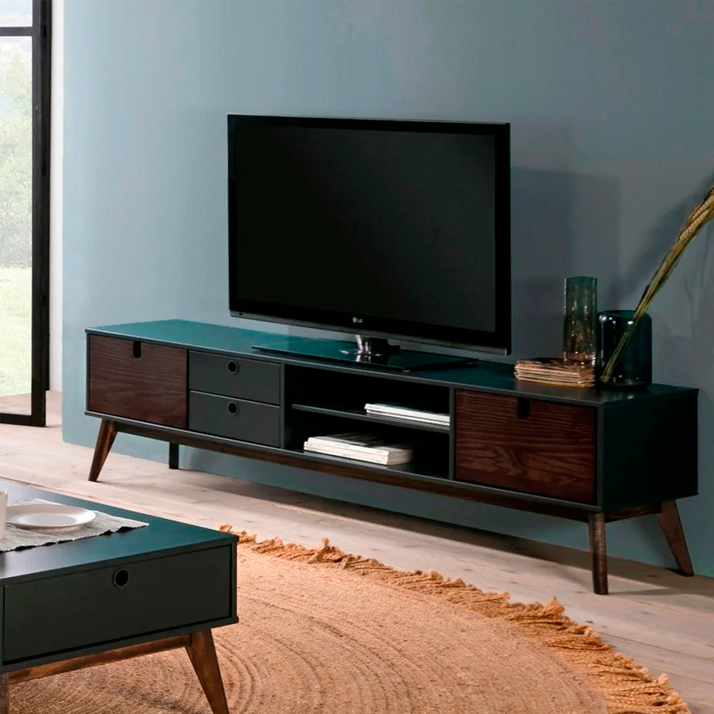 Mueble para tv Legara - Color Nogal y Gris Oscuro - Tugow