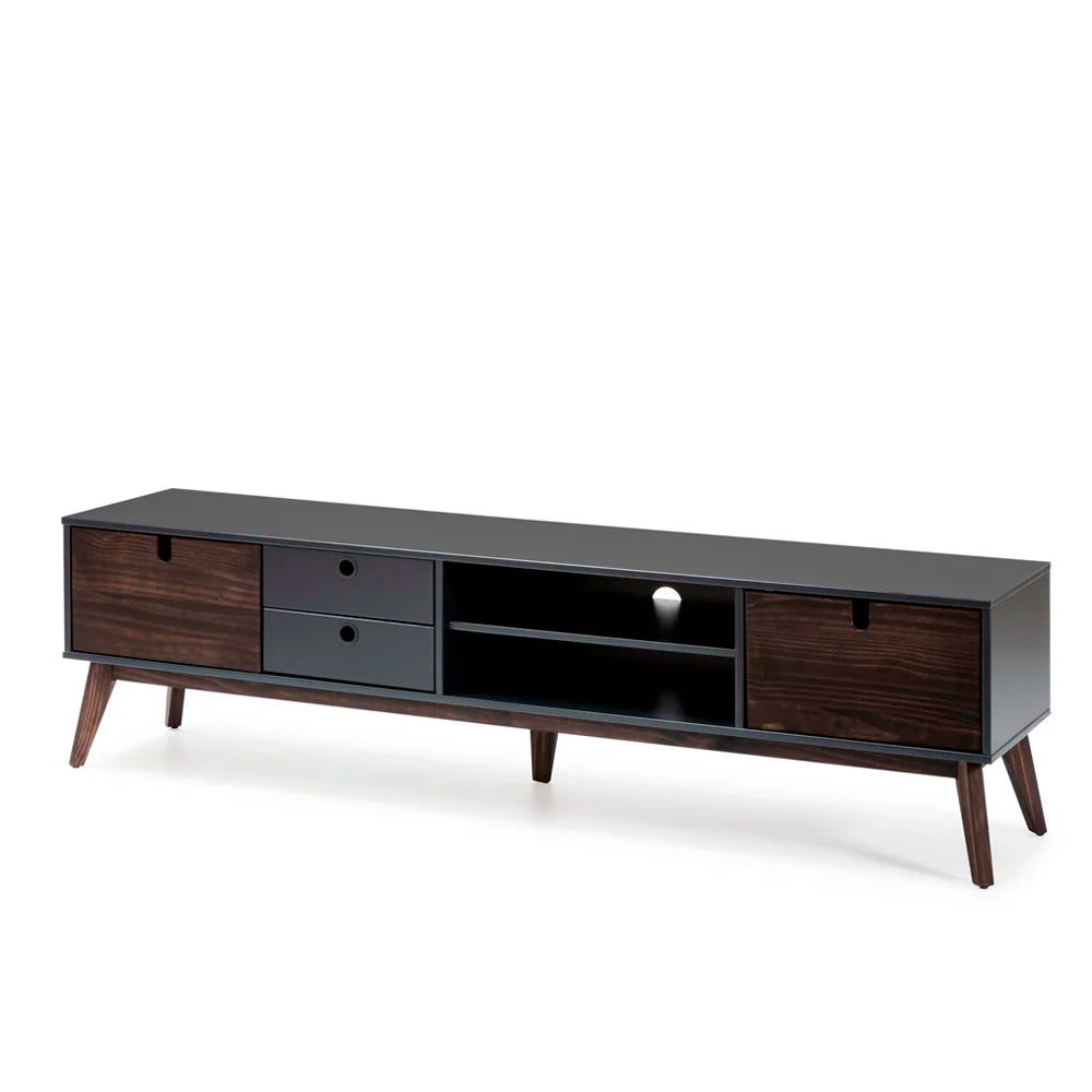 Mueble para tv Legara - Color Nogal y Gris Oscuro - Tugow