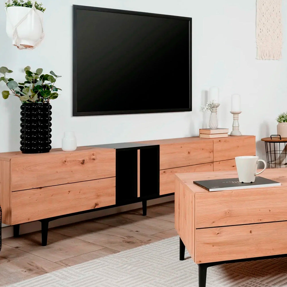 Mueble para tv Lexington - Color Madera y Negro - Tugow