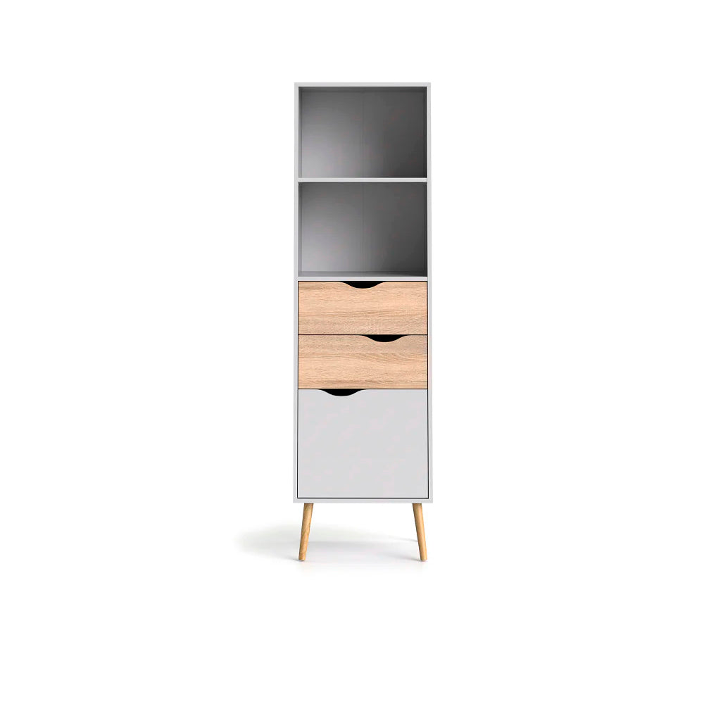 Librero Nordik - Color Madera y Blanco - Tugow