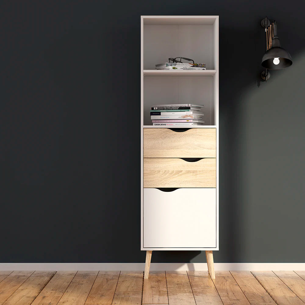 Librero Nordik - Color Madera y Blanco - Tugow