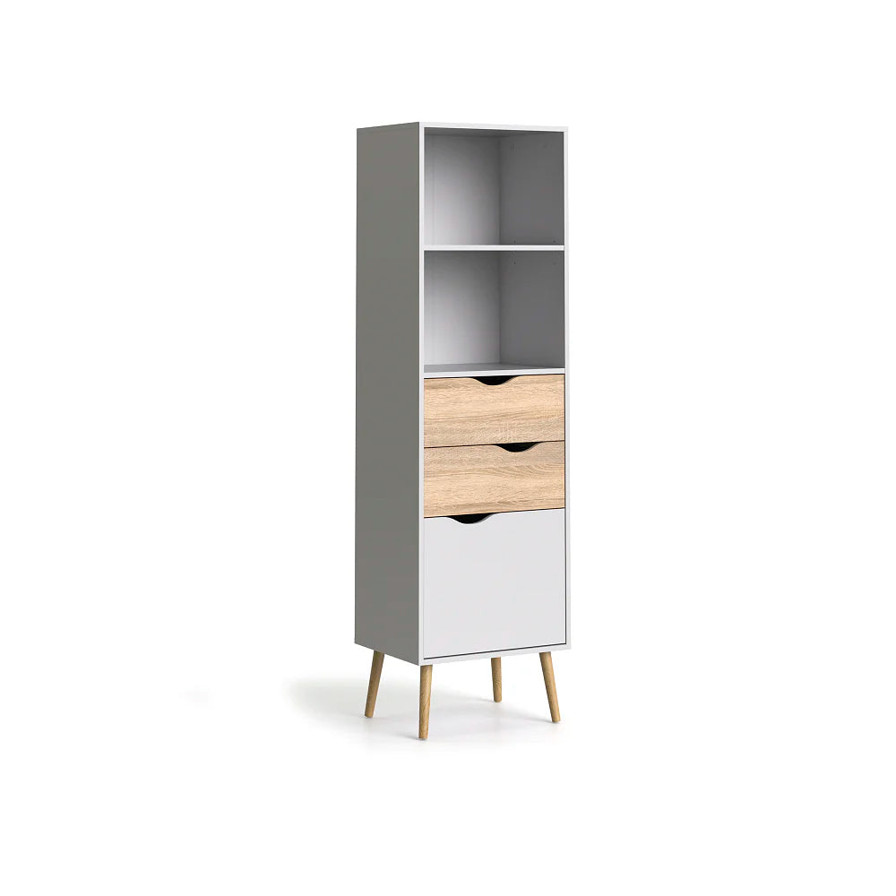 Librero Nordik - Color Madera y Blanco - Tugow