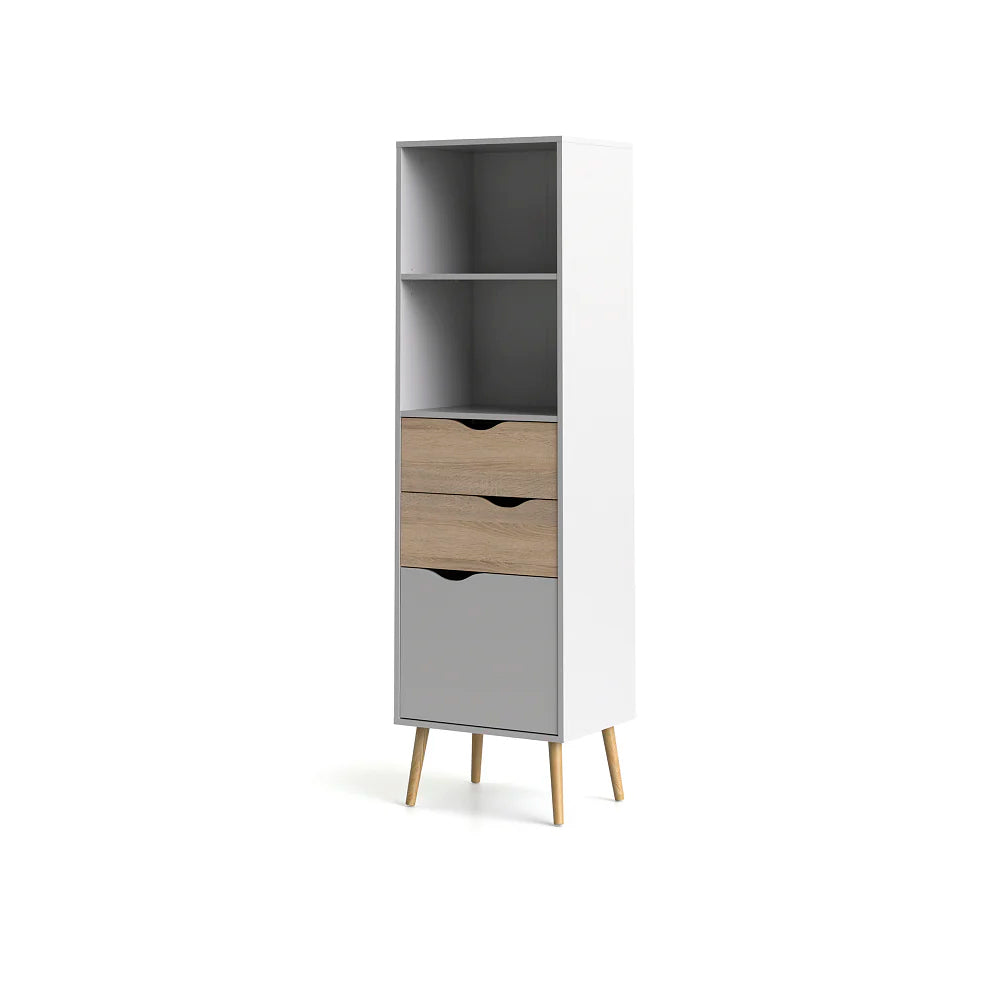 Librero Nordik - Color Madera y Blanco - Tugow