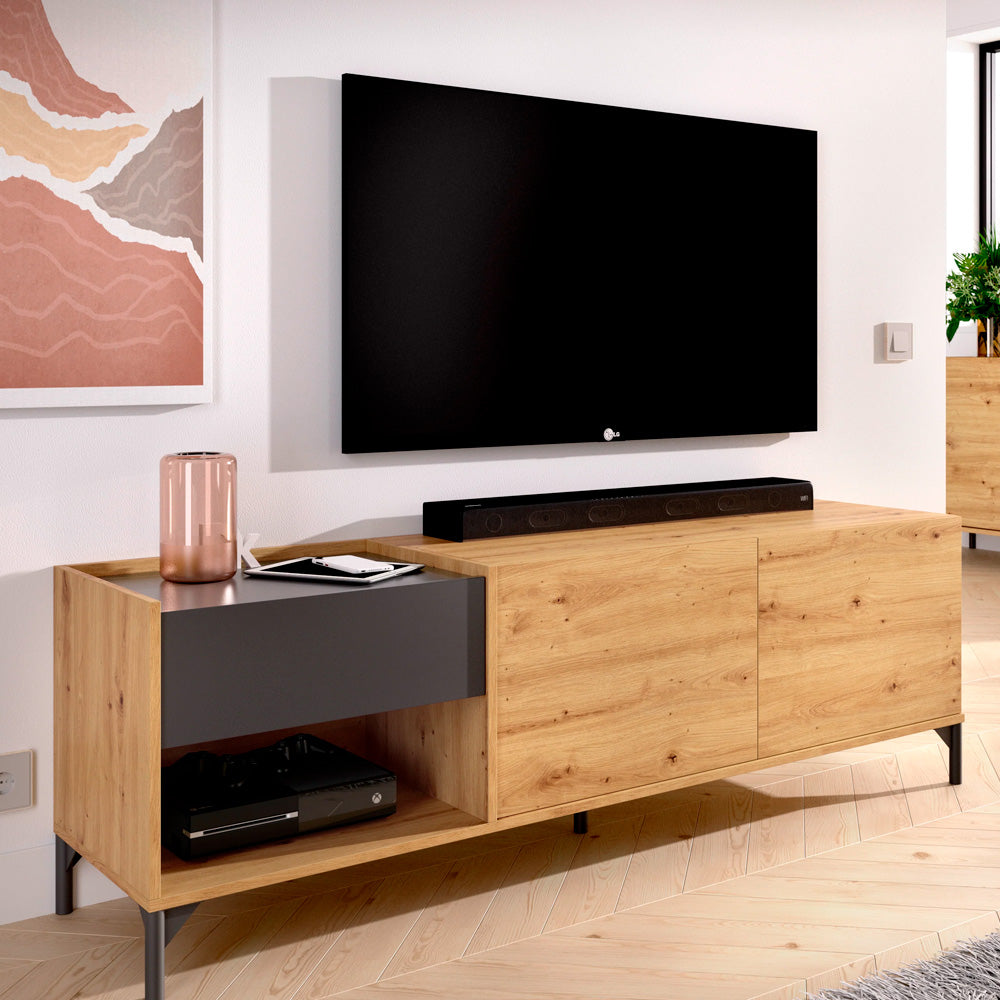 Mueble de TV Lund- Color madera y Gris - Tugow