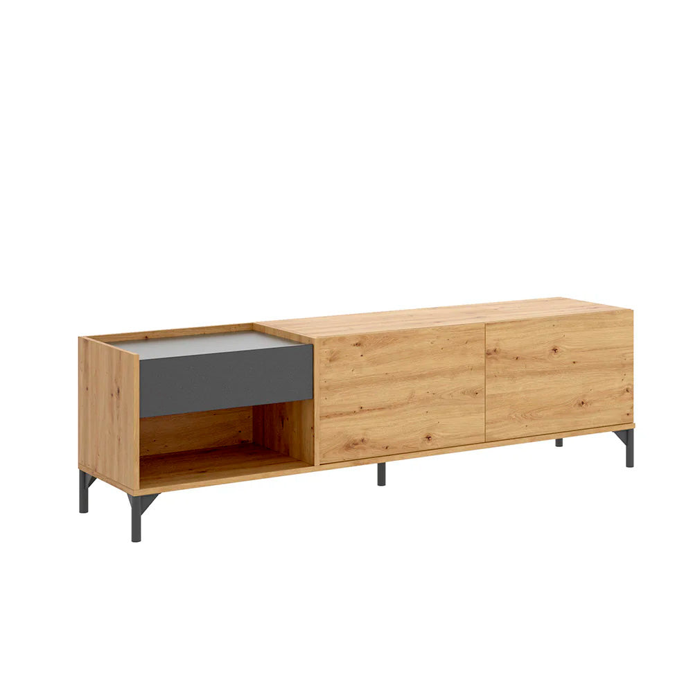 Mueble de TV Lund- Color madera y Gris - Tugow