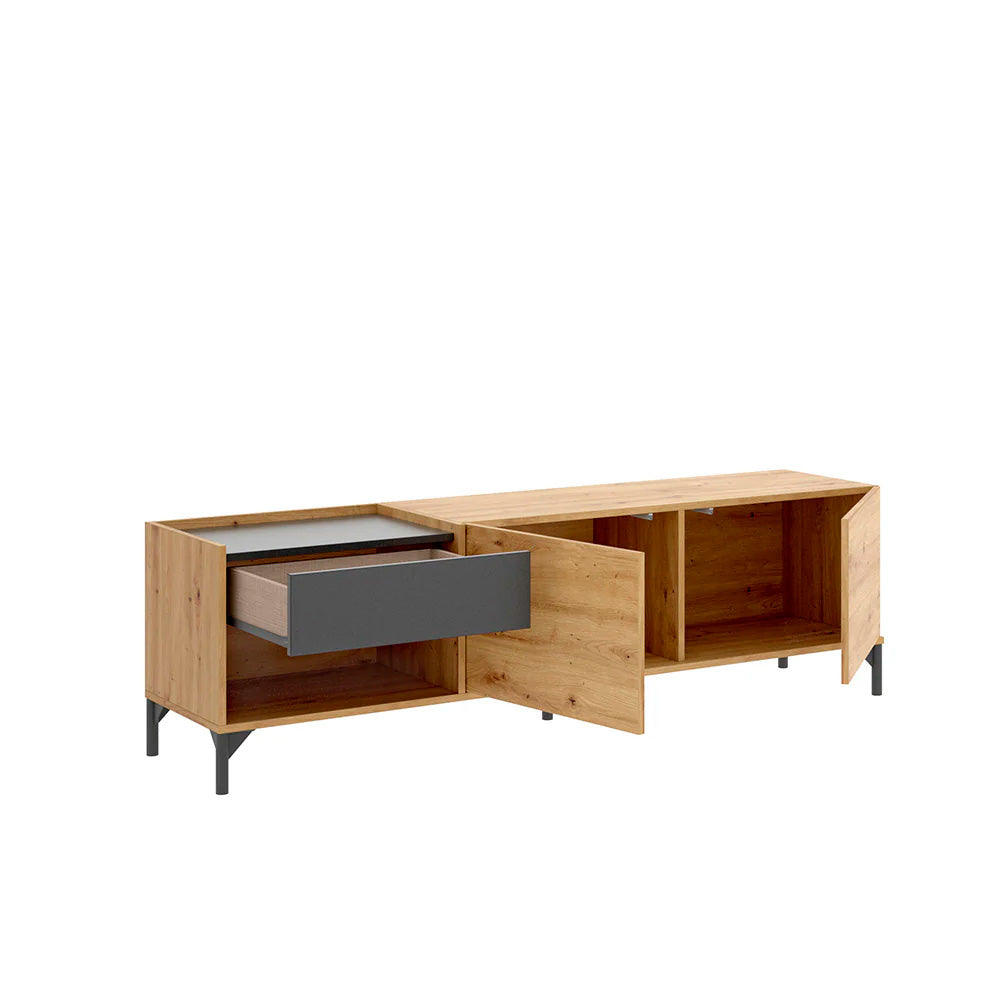 Mueble de TV Lund- Color madera y Gris - Tugow
