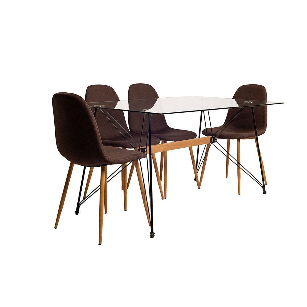 Comedor Macoba con 4 sillas Oxford -Café - Tugow