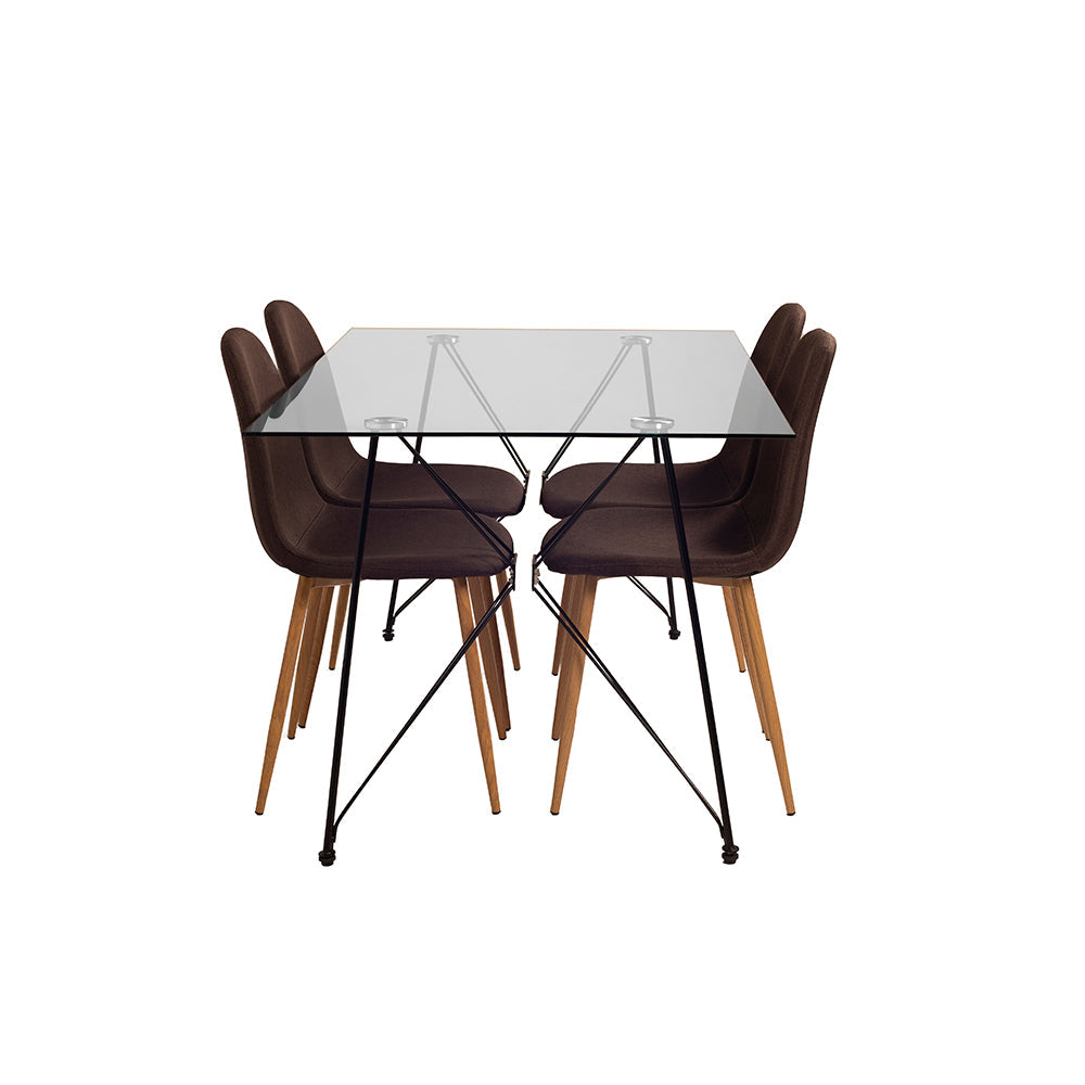 Comedor Macoba con 4 sillas Oxford -Café - Tugow