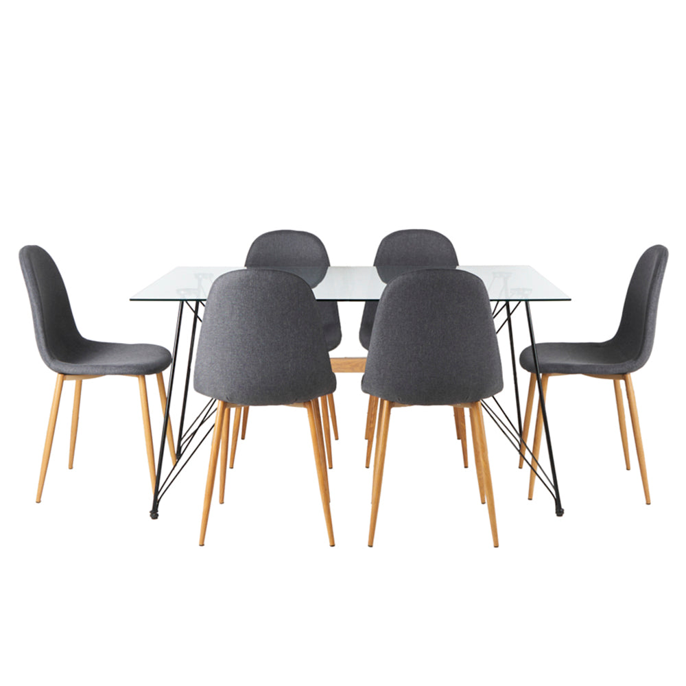 Mesa Macoba con 6 Sillas Oxford Gris - Tugow