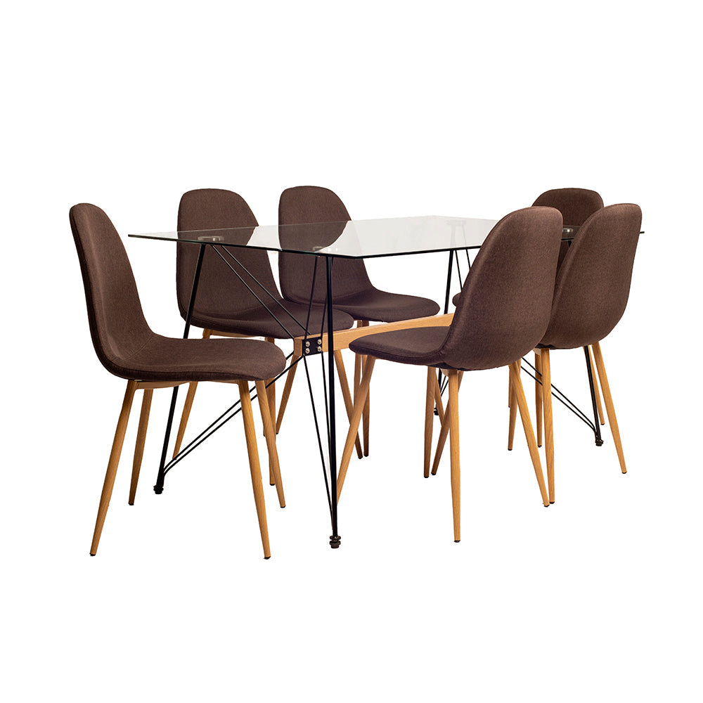 Comedor Macoba con 6 sillas Oxford -Café - Tugow
