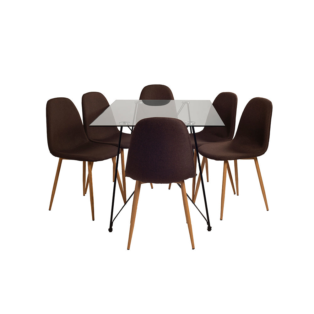Comedor Macoba con 6 sillas Oxford -Café - Tugow